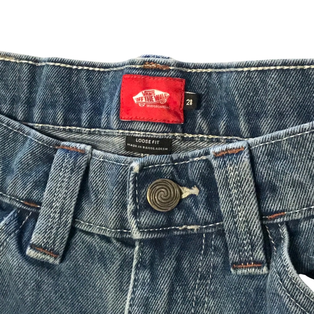Vans Off The Wall Loose Fit Denim Jeans Mens 28 Medium Wash Distressed Skate - Picture 6 of 6